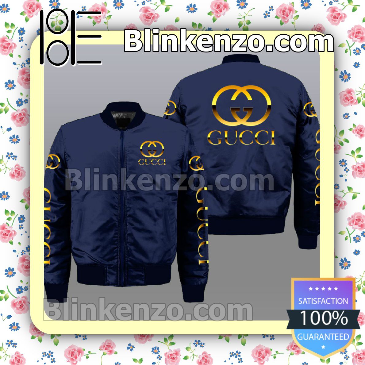 Gucci Brand Logo Navy Basic Military Jacket Sportwear
