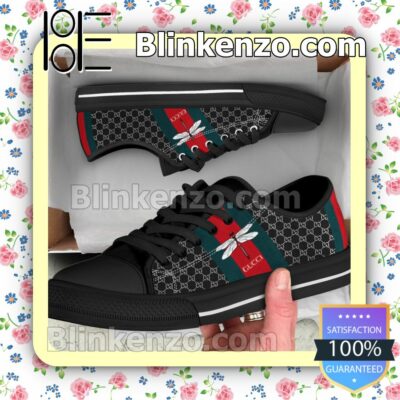 Gucci Dragonfly On Stripes Black Monogram Chuck Taylor All Star Sneakers