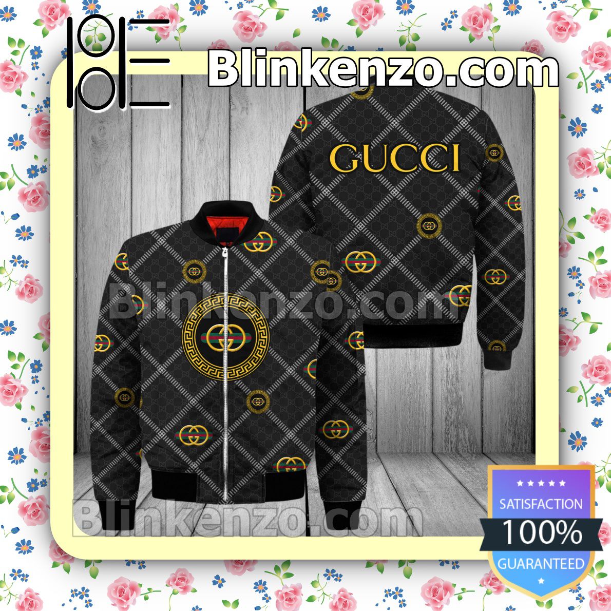 Gucci Greek Key Logo Diagonal Square Military Jacket Sportwear