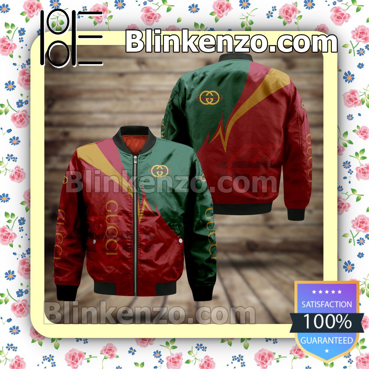 Gucci Logo Mix Color Red Green And Yellow Military Jacket Sportwear