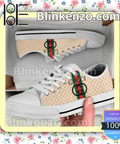 Gucci Logo On Color Stripes Beige Monogram Chuck Taylor All Star Sneakers