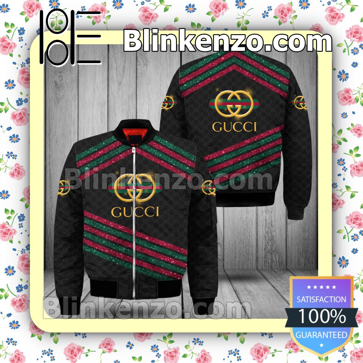 Gucci Red And Green Glitter Stripes Military Jacket Sportwear