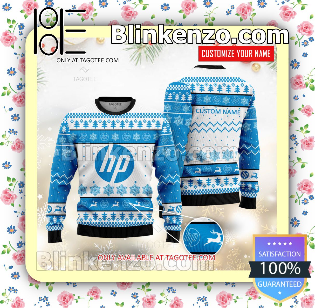 HP Inc Brand Print Christmas Sweater