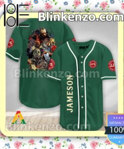 Halloween Horror Characters Jameson Whisky Short Sleeve Plain Button Down Baseball Jersey Team