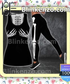 Halloween Rib Cage And Hand Bones Women Tank Top Pant Set