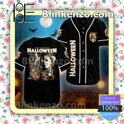 Halloween You Can't Kill the Boogeyman Short Sleeve Plain Button Down Baseball Jersey Team