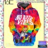 Hippie No Bad Vibes Tie Dye Gnome Peace Playing Guitar Hooded Sweatshirt