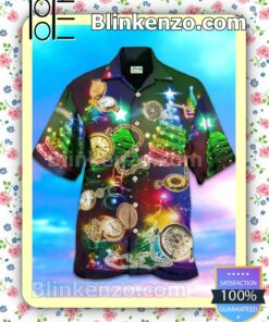 Holiday Christmas Multicolor Gradient Xmas Button Down Shirt