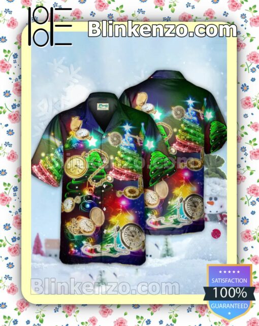 Holiday Christmas Multicolor Gradient Xmas Button Down Shirt a