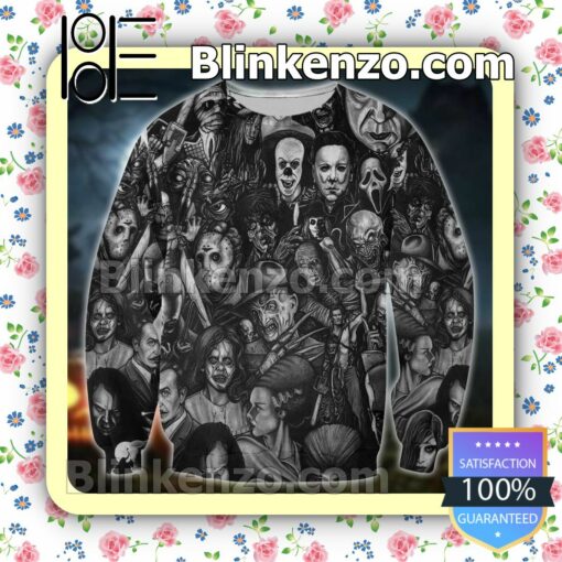 Horror Characters All Over 3d Halloween Ideas Hoodie Jacket a
