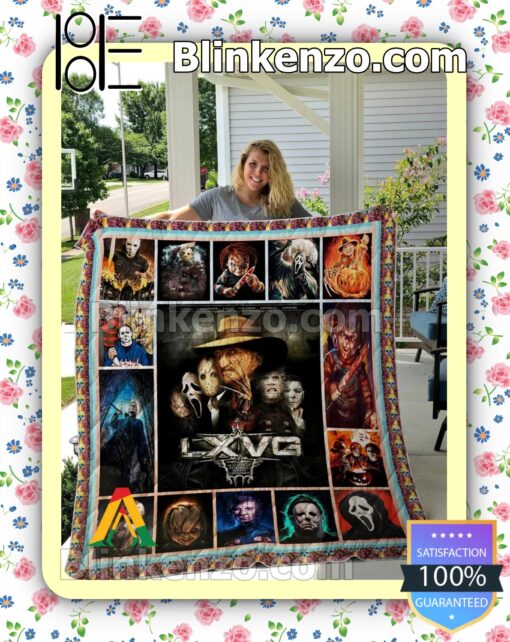 Horror Films Characters Freddy Kruger And Friends Quilted Blanket