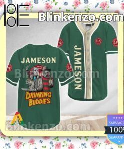 Horror Freddy And Jason Jameson Whiskey Drinking Buddies Short Sleeve Plain Button Down Baseball Jersey Team
