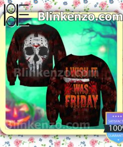 Horror Jason Mask I Wish It Was Friday Halloween 2022 Cosplay Shirt b