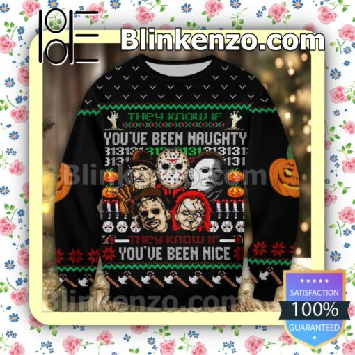 Horror Movie Characters They Know If You've Been Naughty They Know If You've Been Nice Halloween 2022 Cosplay Shirt