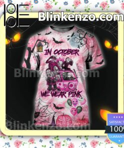 Horror Movies In October We Wear Pink Halloween 2022 Cosplay Shirt b