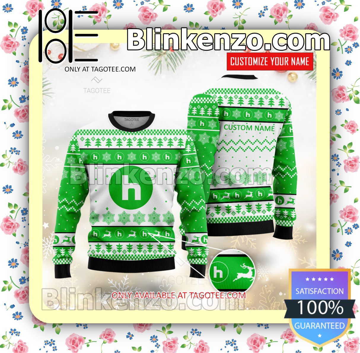 Hulu Brand Print Christmas Sweater