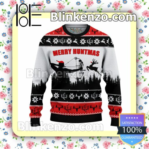 Hunting Deer Merry Huntmas Christmas Pullover Sweaters