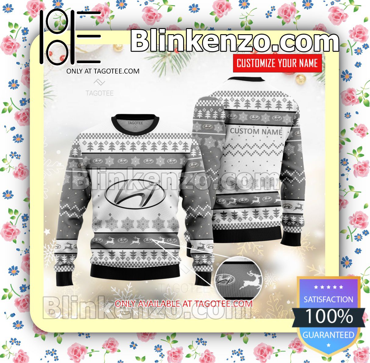 Hyundai Brand Print Christmas Sweater
