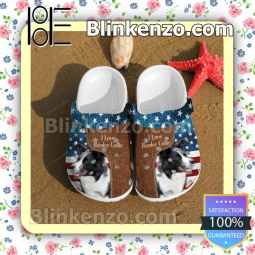 I Love Border Collie American Flag Clogs