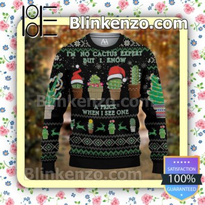 I'm No Cactus Expert But I Know A Prick When I See One Black Christmas Pullover Sweaters