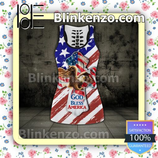 July 4th Independence Day God Bless America Women Tank Top Pant Set c