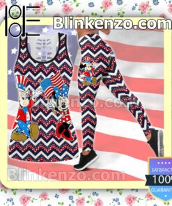 July 4th Mickey And Minnie Polylines Women Tank Top Pant Set