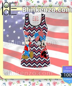 July 4th Mickey And Minnie Polylines Women Tank Top Pant Set c