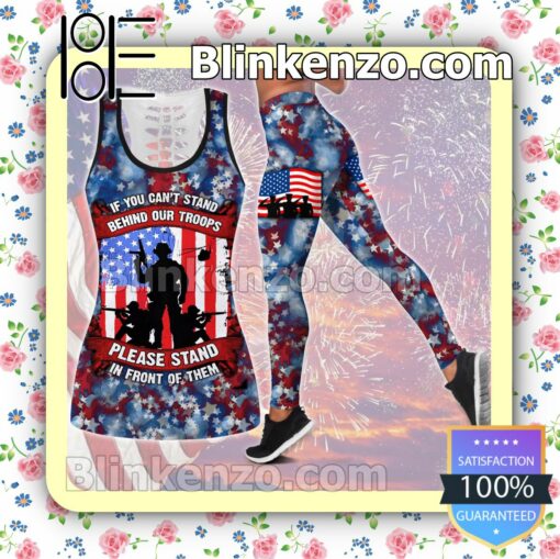 July 4th Veteran If You Can't Stand Behind Our Troops Please Stand In Front Of Them Women Tank Top Pant Set
