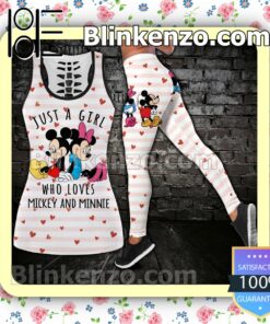 Just A Girl Who Loves Mickey And Minnie Women Tank Top Pant Set