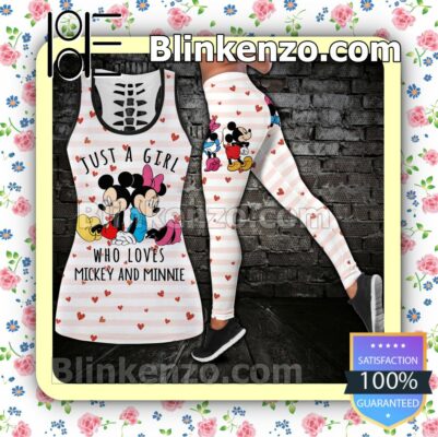 Just A Girl Who Loves Mickey And Minnie Women Tank Top Pant Set