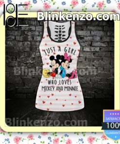 Just A Girl Who Loves Mickey And Minnie Women Tank Top Pant Set c