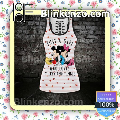 Just A Girl Who Loves Mickey And Minnie Women Tank Top Pant Set c