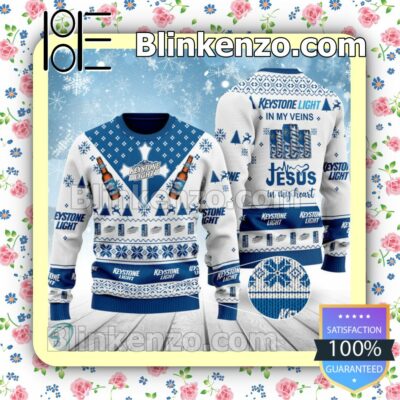 Keystone Light In My Veins Jesus In My Heart Christmas Pullover Sweaters