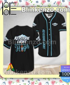 Keystone Light Make Me High Short Sleeve Plain Button Down Baseball Jersey Team