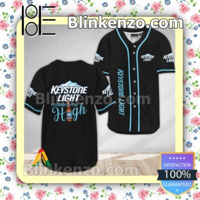 Keystone Light Make Me High Short Sleeve Plain Button Down Baseball Jersey Team