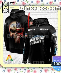 Keystone Light Punisher Skull USA Flag Hoodie Shirt