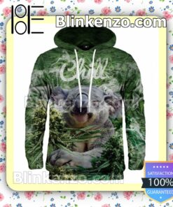 Koala Chill Weed Get High Zipper Fleece Hoodie