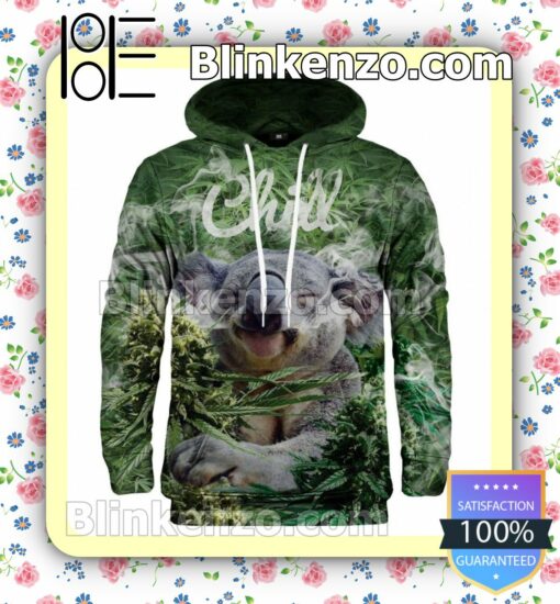 Koala Chill Weed Get High Zipper Fleece Hoodie