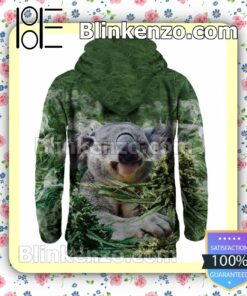 Koala Chill Weed Get High Zipper Fleece Hoodie a