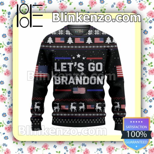 Let's Go Brandon American Flag Christmas Pullover Sweaters