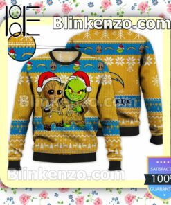 Los Angeles Chargers Baby Groot And Grinch Christmas NFL Sweatshirts