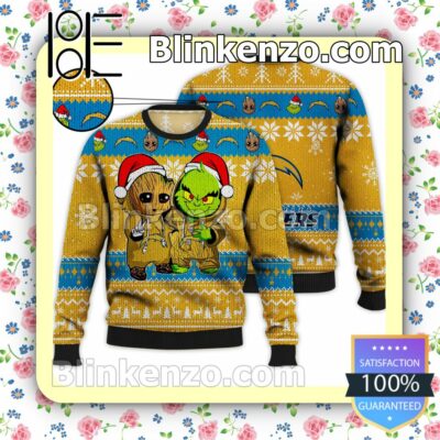 Los Angeles Chargers Baby Groot And Grinch Christmas NFL Sweatshirts