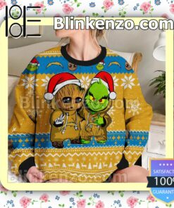 Los Angeles Chargers Baby Groot And Grinch Christmas NFL Sweatshirts b