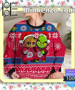Los Angeles Clippers Baby Groot And Grinch Christmas NBA Sweatshirts b