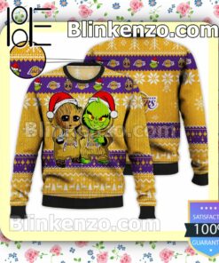 Los Angeles Lakers Baby Groot And Grinch Christmas NBA Sweatshirts