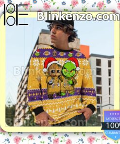 Los Angeles Lakers Baby Groot And Grinch Christmas NBA Sweatshirts c