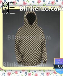 Louis Vuitton Beige Black Checkerboard Zipper Fleece Hoodie