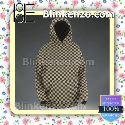 Louis Vuitton Beige Black Checkerboard Zipper Fleece Hoodie