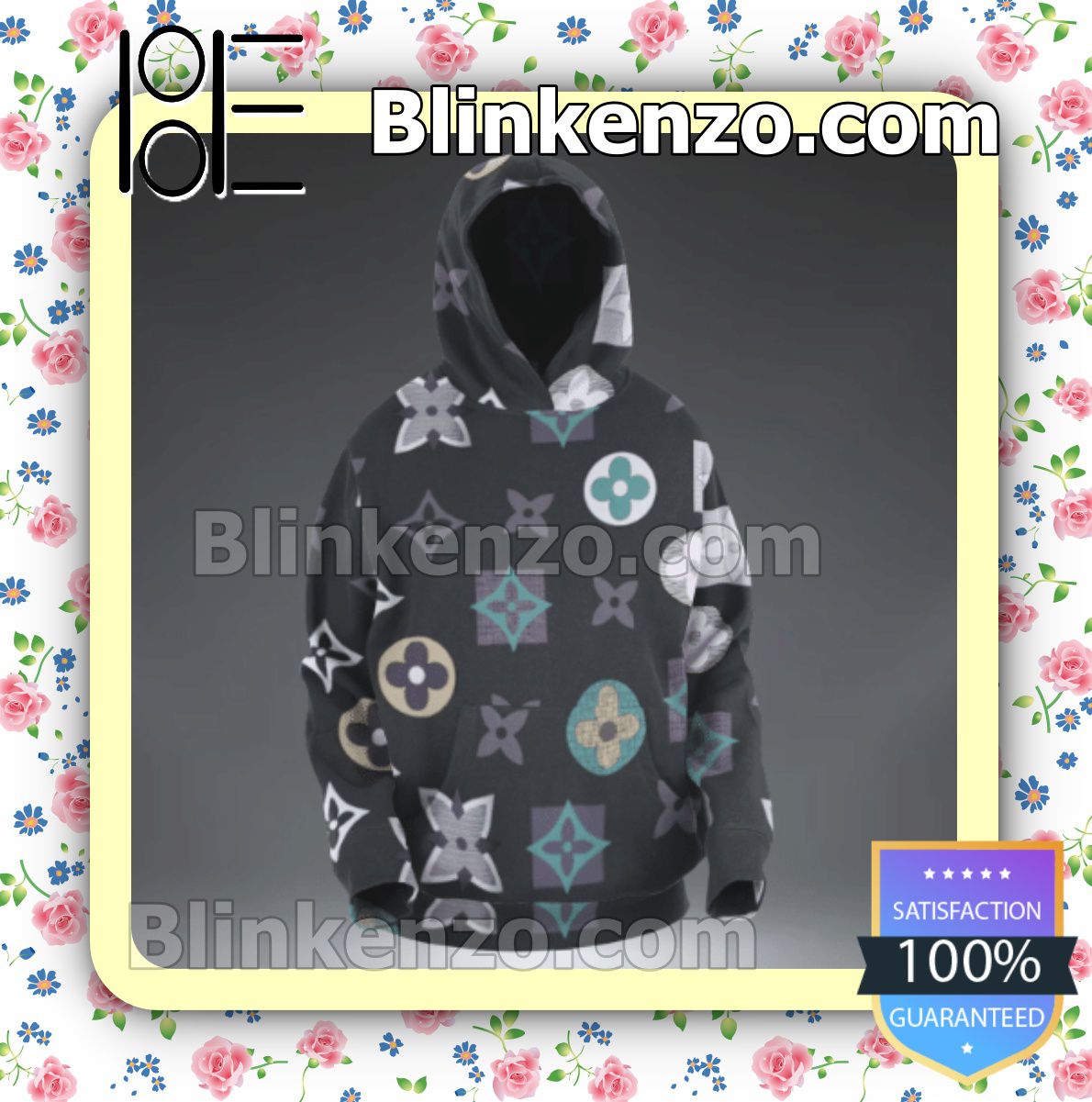 Louis Vuitton Flower Logo Black Zipper Fleece Hoodie - Blinkenzo