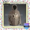Louis Vuitton Half Checkerboard With Logo Circle Brown Zipper Fleece Hoodie